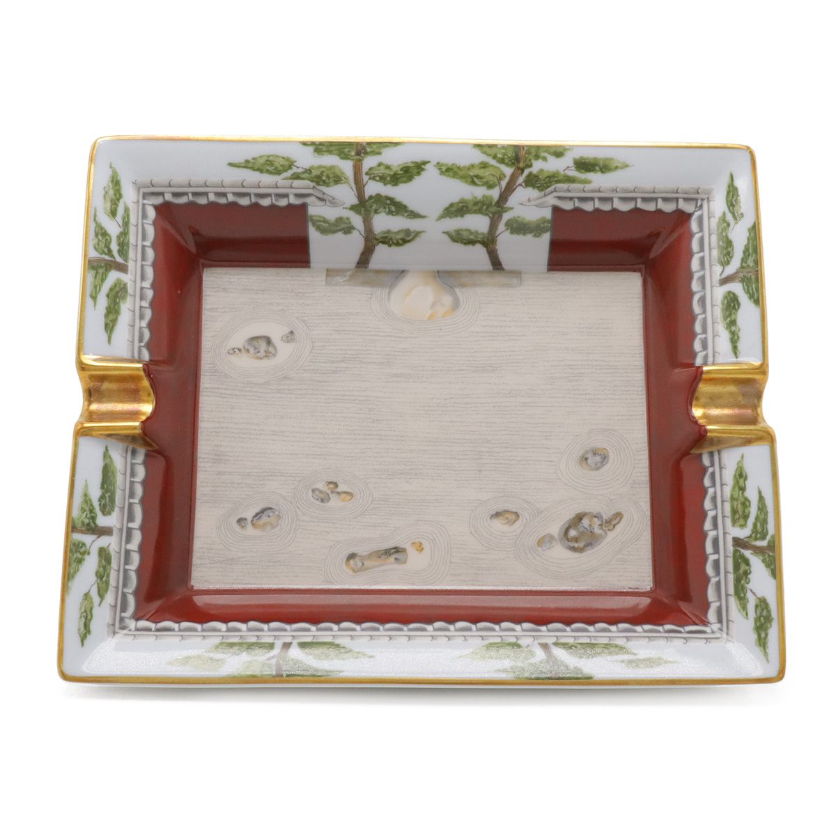 Hermes Ashtray Tray Case Karesansui Japanese Garden Ceramic White Bordeaux