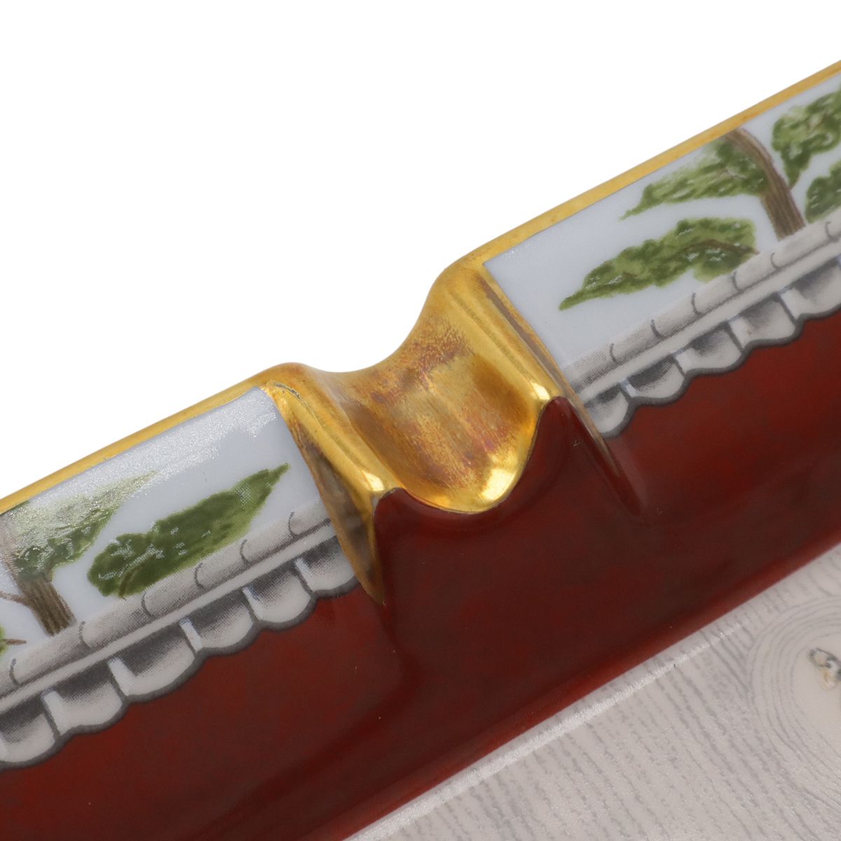 Hermes Ashtray Tray Case Karesansui Japanese Garden Ceramic White Bordeaux — view 4