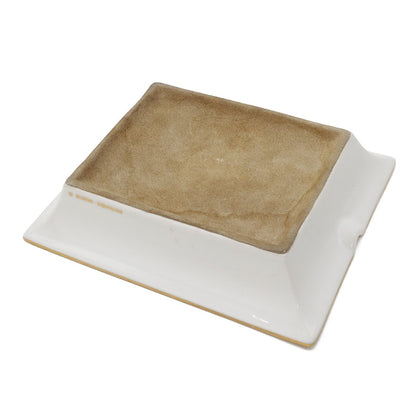 Hermes Ashtray Tray Case Panthere Leopard Print Animal Ceramic White Navy Gold — view 2