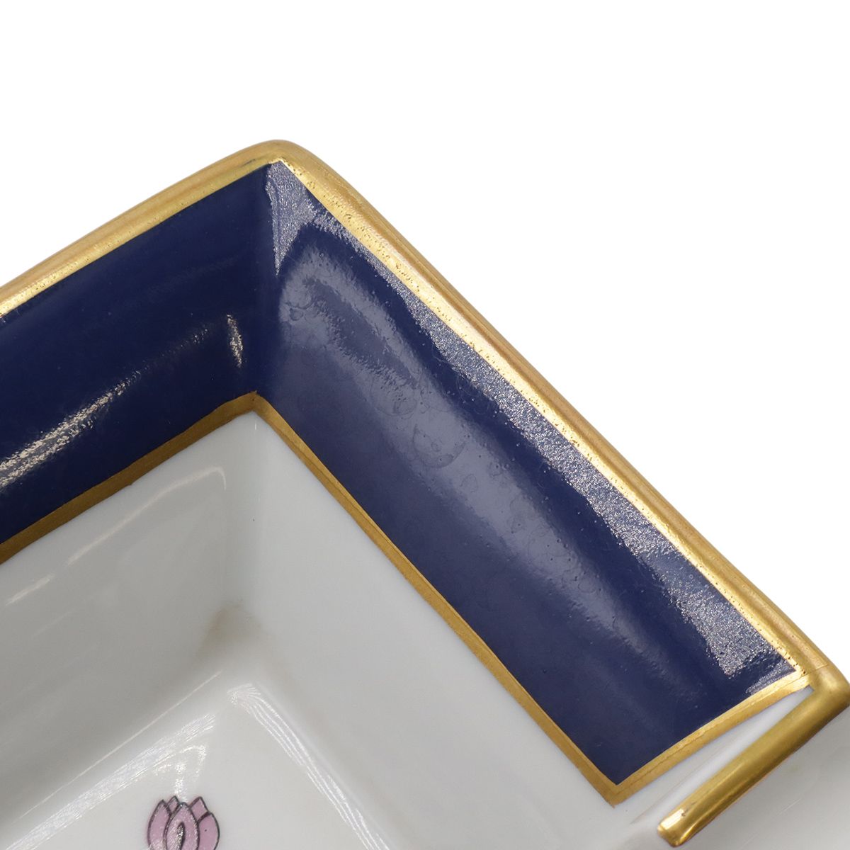 Hermes Ashtray Tray Case Panthere Leopard Print Animal Ceramic White Navy Gold — view 4