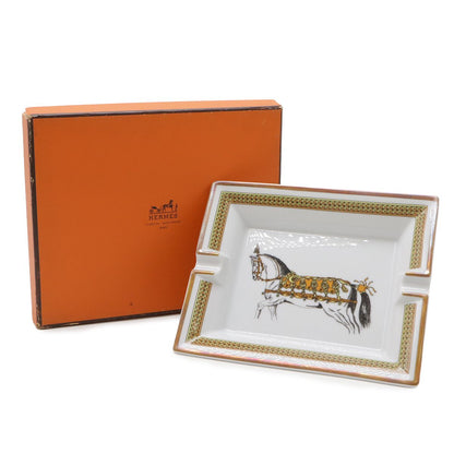 Hermes Ashtray Tray Case Horse Animal Star Ceramic White Master — view 6