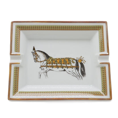 Hermes Ashtray Tray Case Horse Animal Star Ceramic White Master