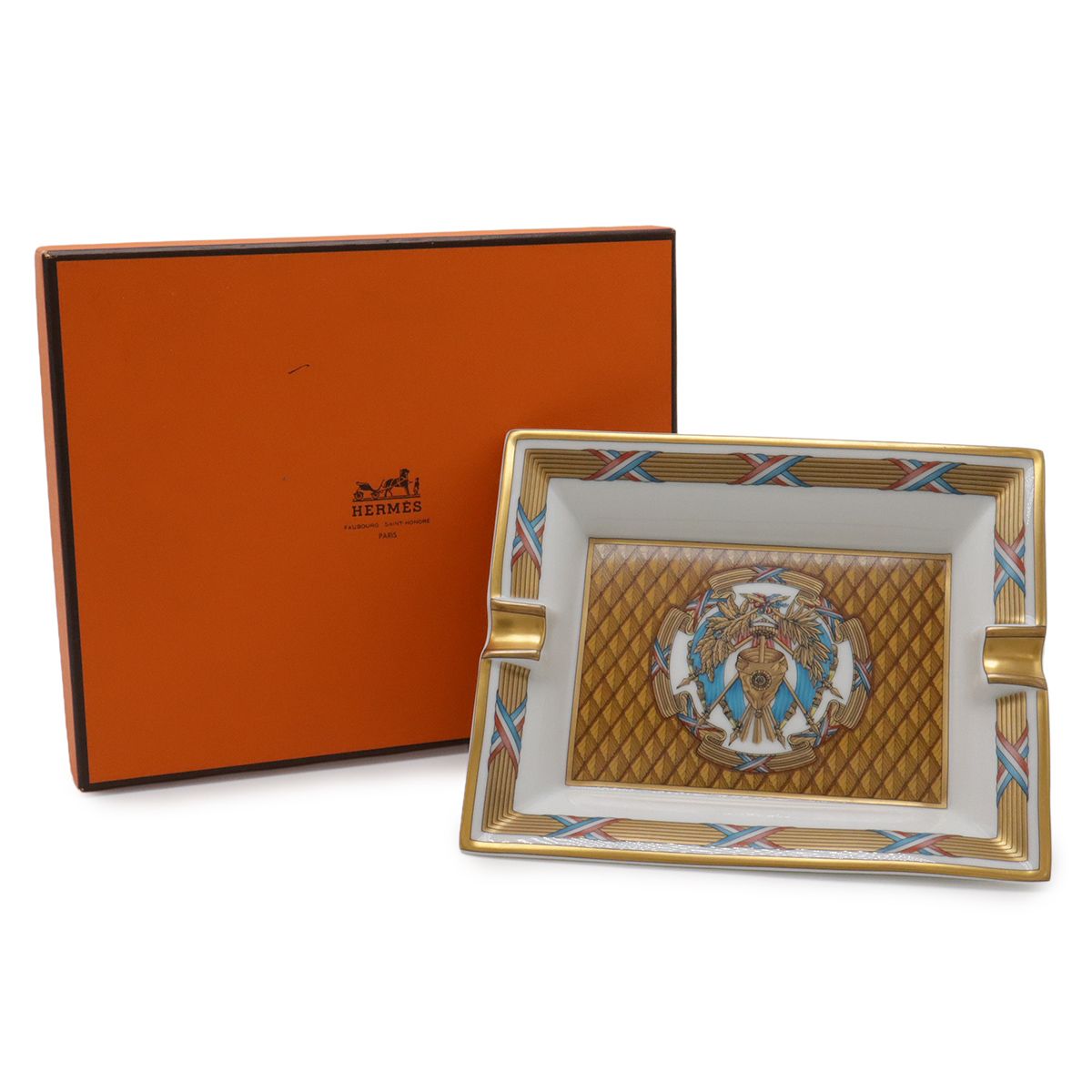 Hermes Ashtray Tray Case Ceramic White Master de Gold — view 6