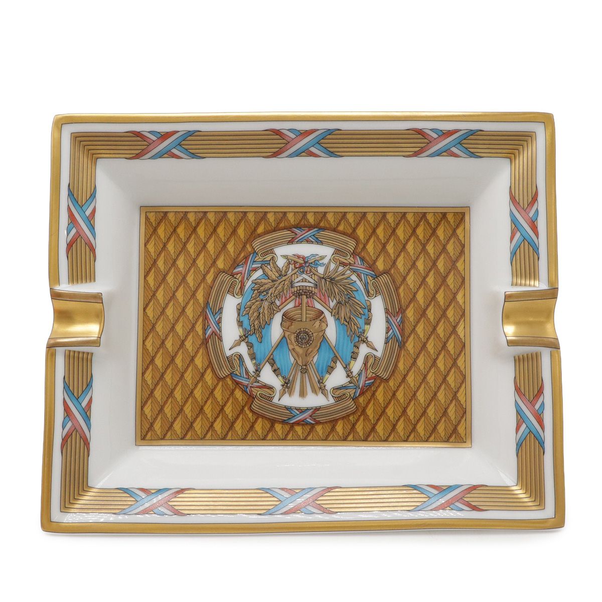 Hermes Ashtray Tray Case Ceramic White Master de Gold