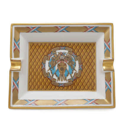 Hermes Ashtray Tray Case Ceramic White Master de Gold