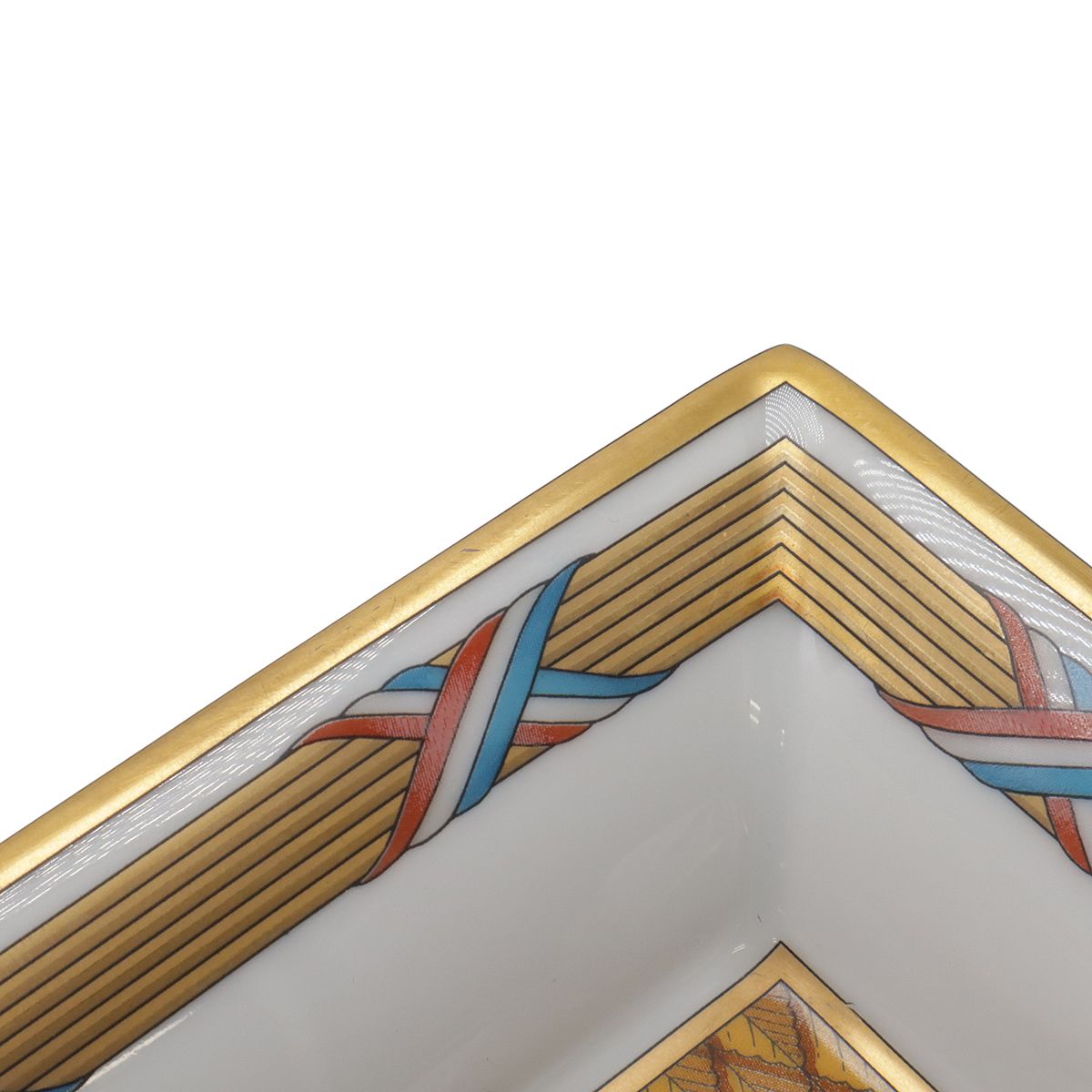 Hermes Ashtray Tray Case Ceramic White Master de Gold — view 3