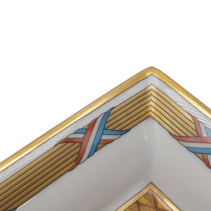 Hermes Ashtray Tray Case Ceramic White Master de Gold — view 3