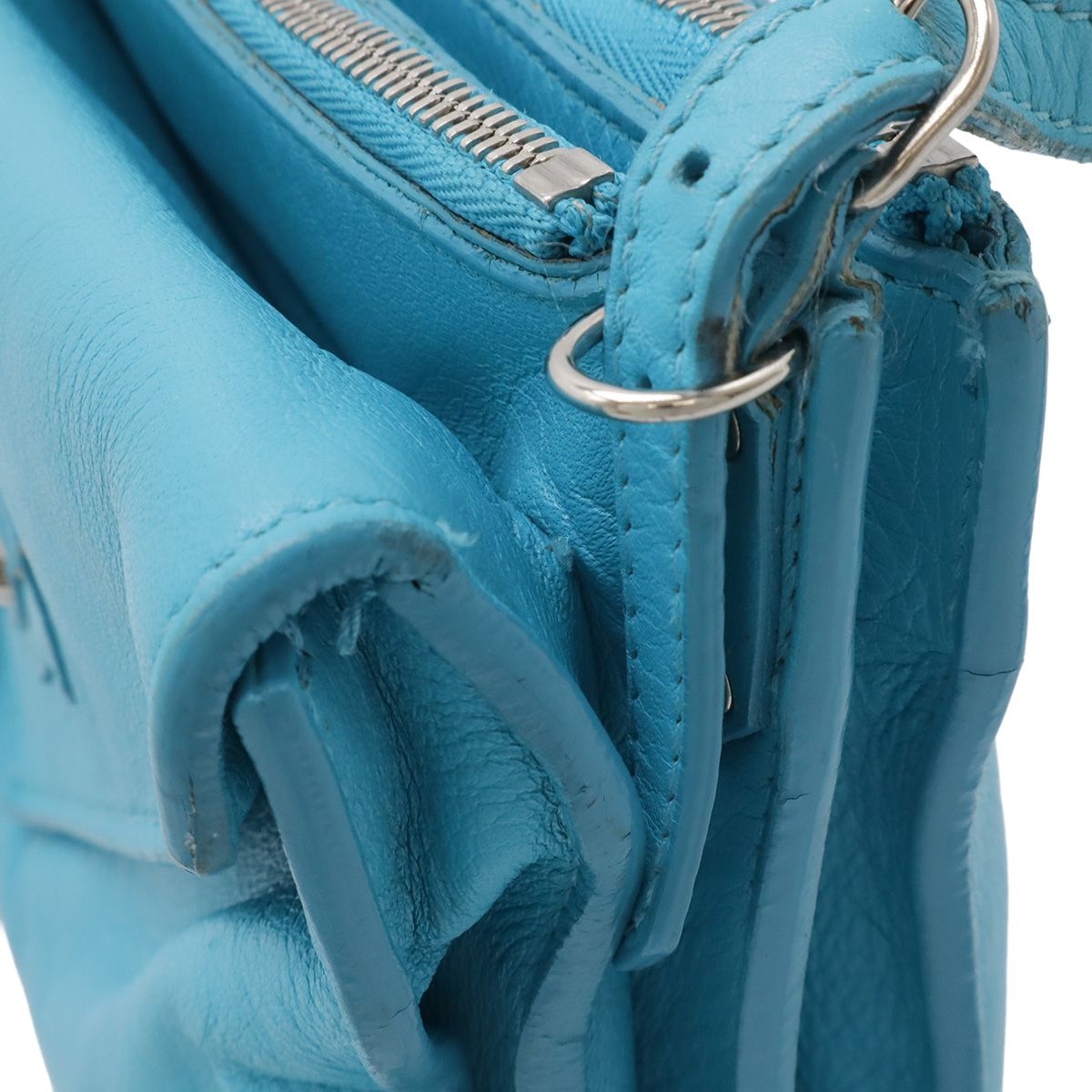 Balenciaga Paper Triple XS Shoulder Bag Pochette 2-Way Clutch Leather Turquoise — view 5