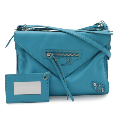 Balenciaga Paper Triple XS Shoulder Bag Pochette 2-Way Clutch Leather Turquoise