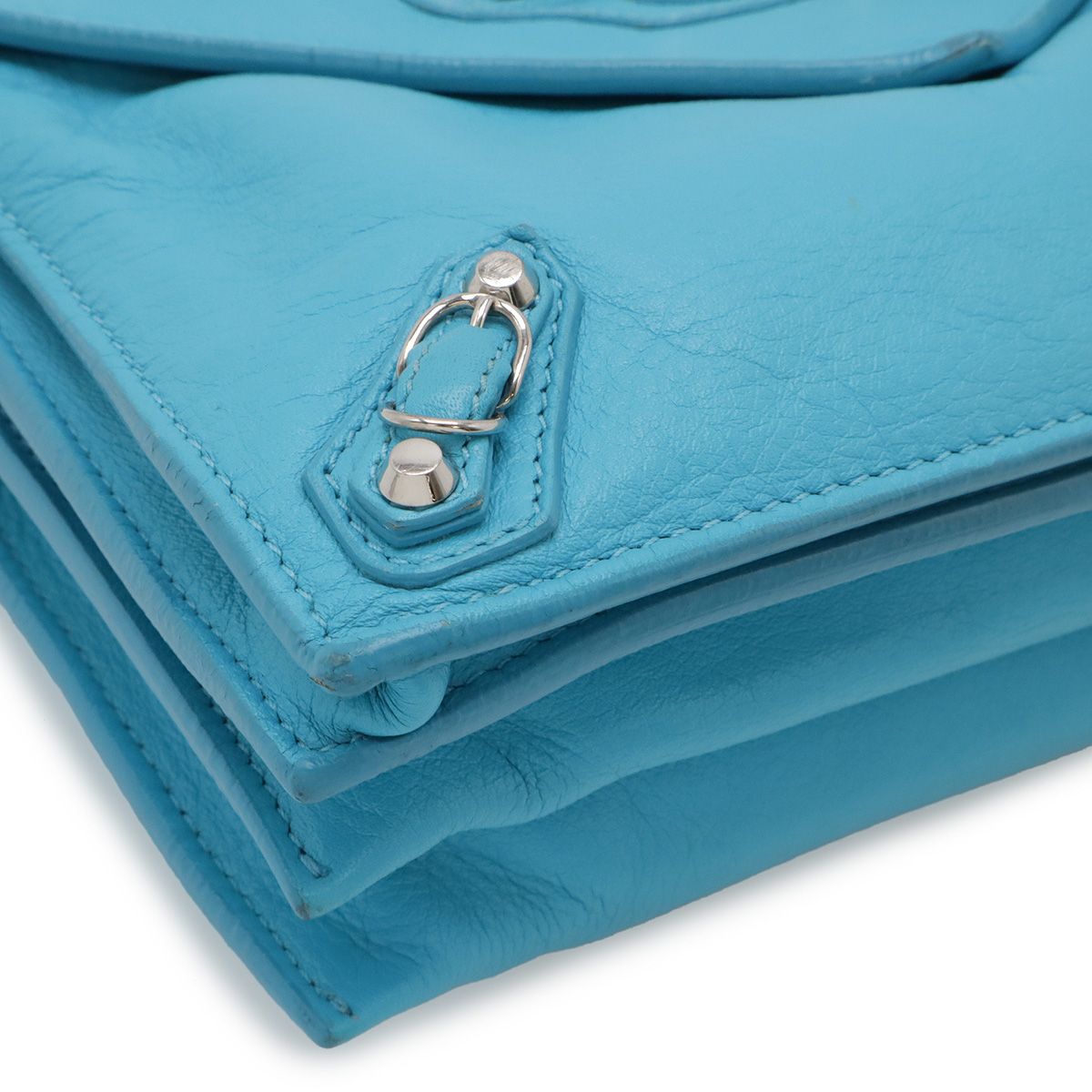 Balenciaga Paper Triple XS Shoulder Bag Pochette 2-Way Clutch Leather Turquoise — view 3
