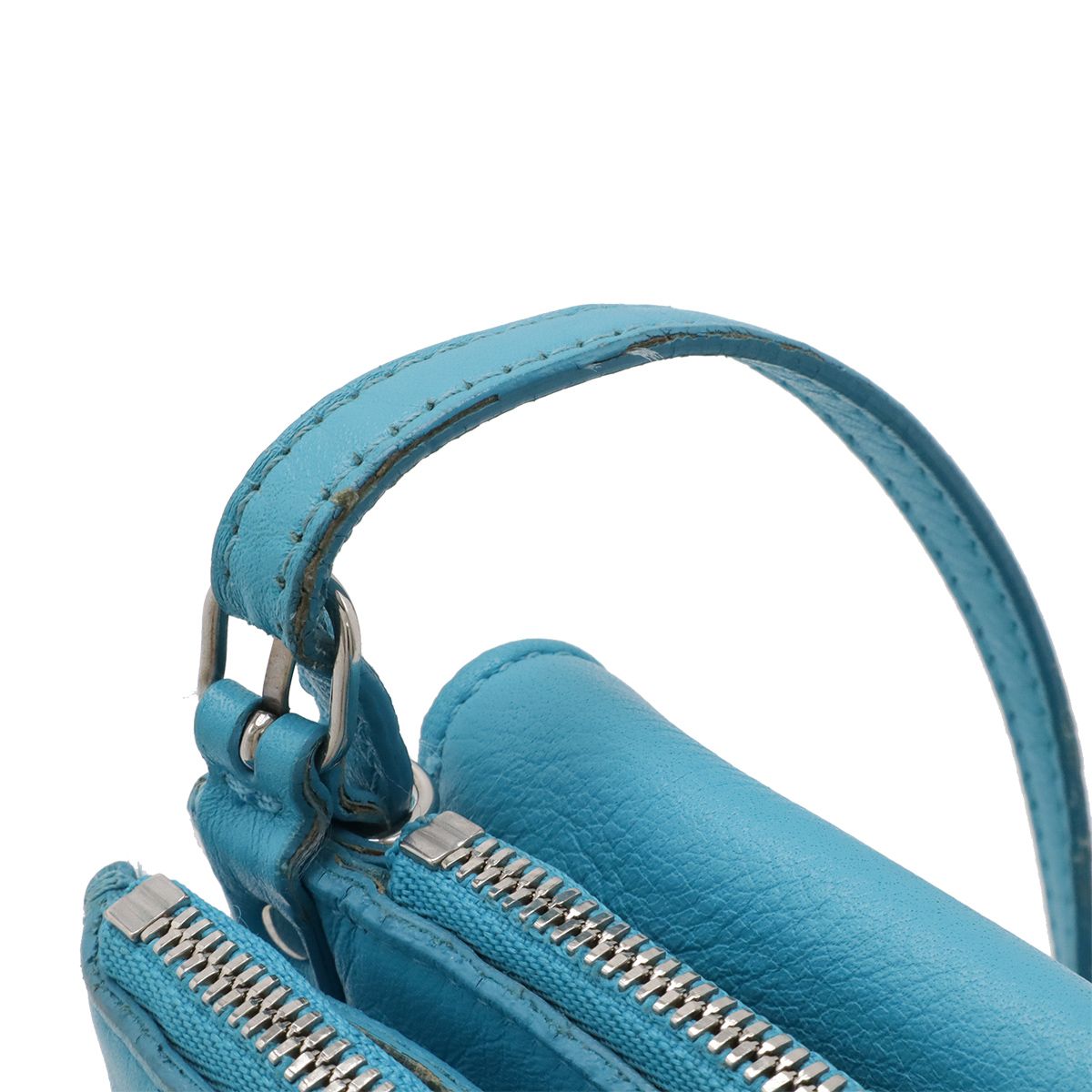 Balenciaga Paper Triple XS Shoulder Bag Pochette 2-Way Clutch Leather Turquoise — view 4