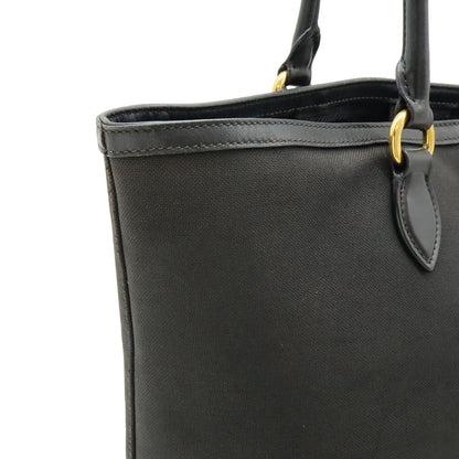 Prada Logo Jacquard Tote Shoulder Canvas Leather Nero Black — view 6