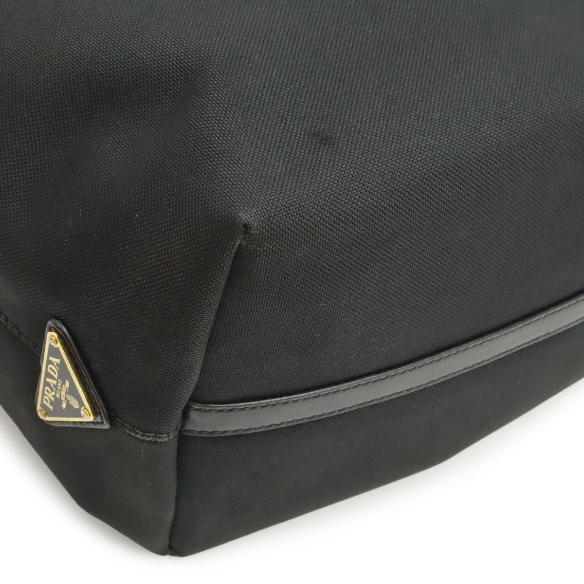 Prada Logo Jacquard Tote Shoulder Canvas Leather Nero Black — view 7