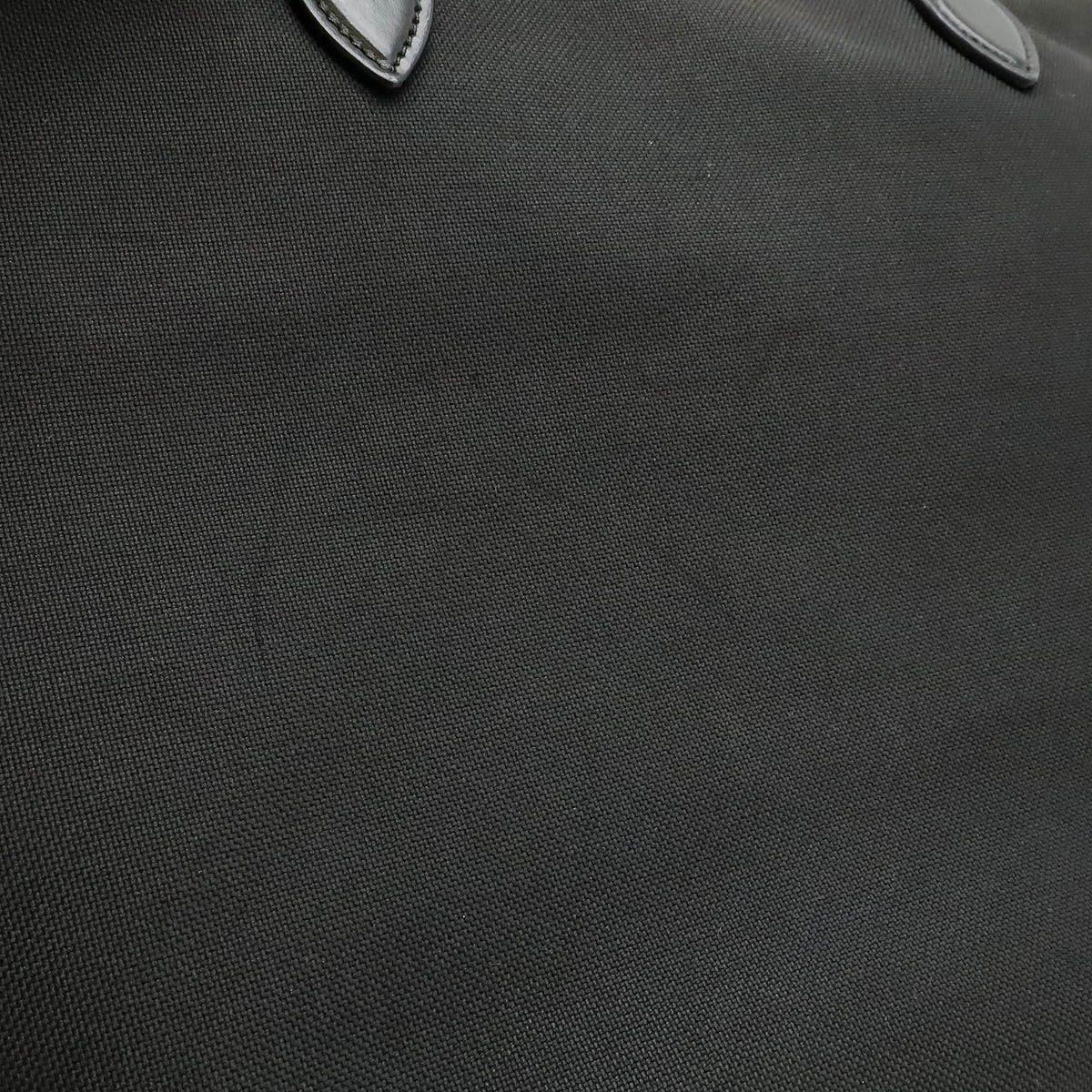 Prada Logo Jacquard Tote Shoulder Canvas Leather Nero Black — view 8