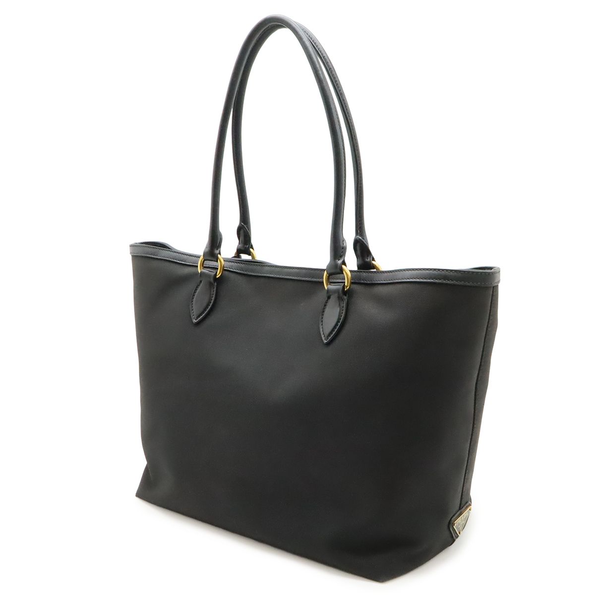 Prada Logo Jacquard Tote Shoulder Canvas Leather Nero Black — view 2