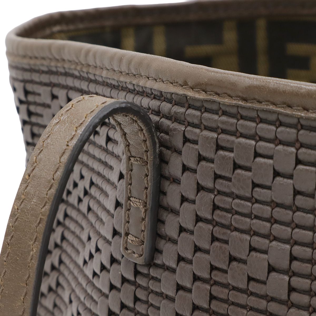 Fendi Zucca Pattern Braided Tote Shoulder Leather Dark Brown — view 5