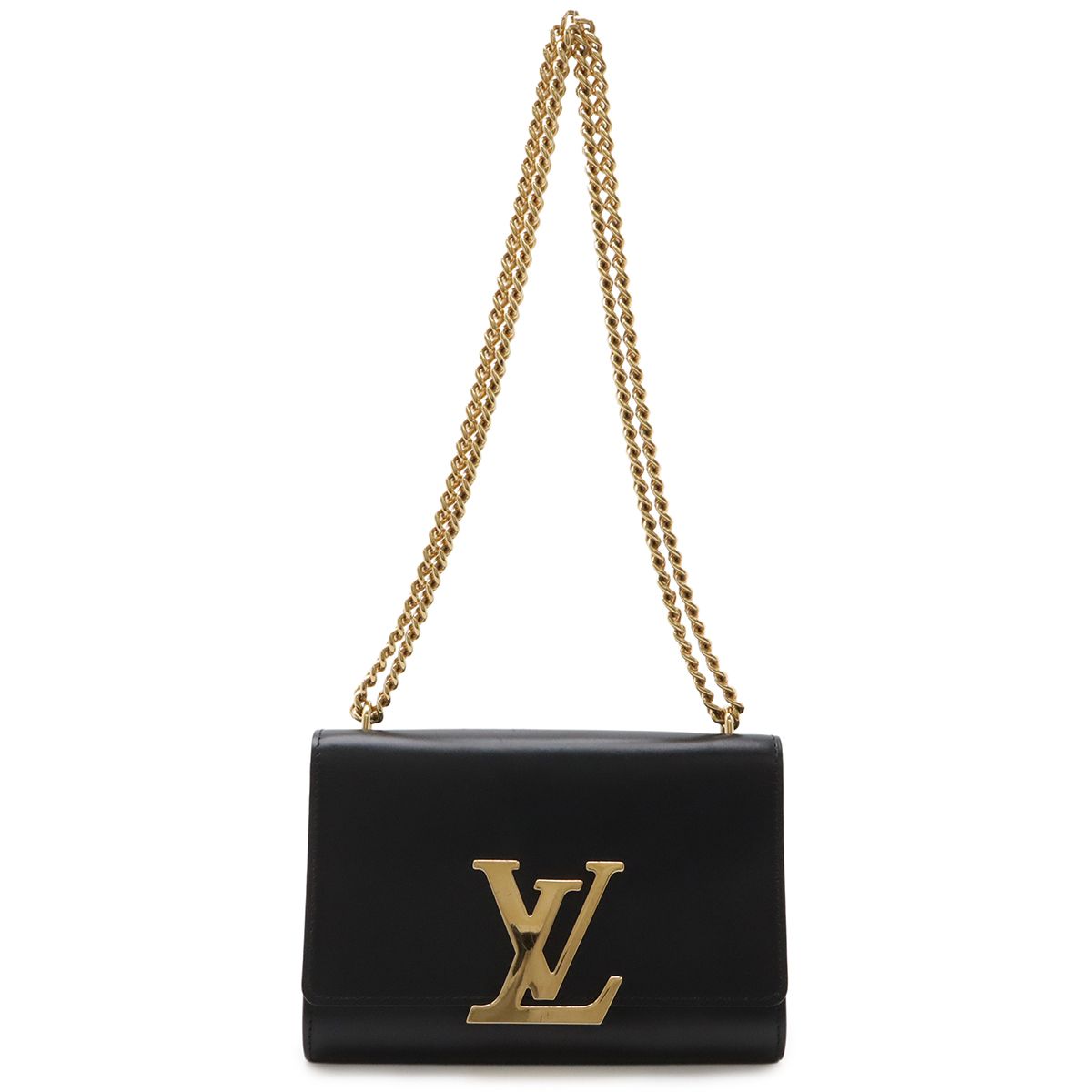 Louis Vuitton Pochette e MM Chain Shoulder Bag Crossbody Leather Noir Black