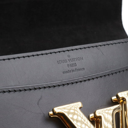 Louis Vuitton Pochette e MM Chain Shoulder Bag Crossbody Leather Noir Black — view 8
