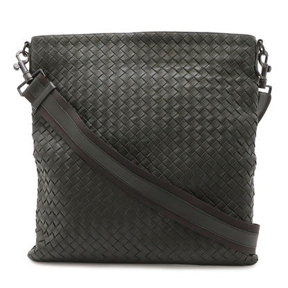 Bottega Veneta Intrecciato Shoulder Bag Crossbody Leather Dark Brown