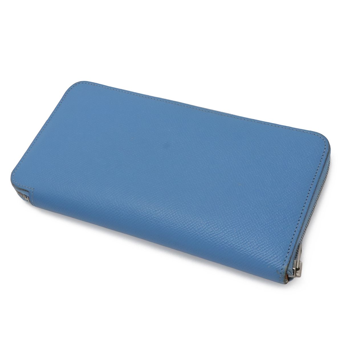 Hermes Azap Long Silk in Zip Around Wallet Veau Light Blue Silver — view 2