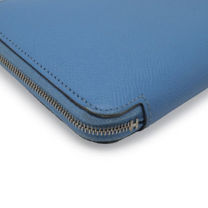 Hermes Azap Long Silk in Zip Around Wallet Veau Light Blue Silver — view 3