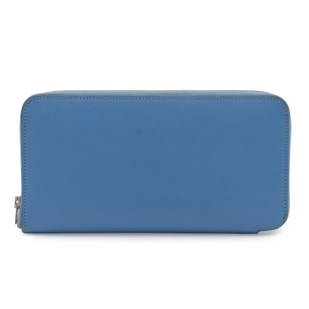 Hermes Azap Long Silk in Zip Around Wallet Veau Light Blue Silver