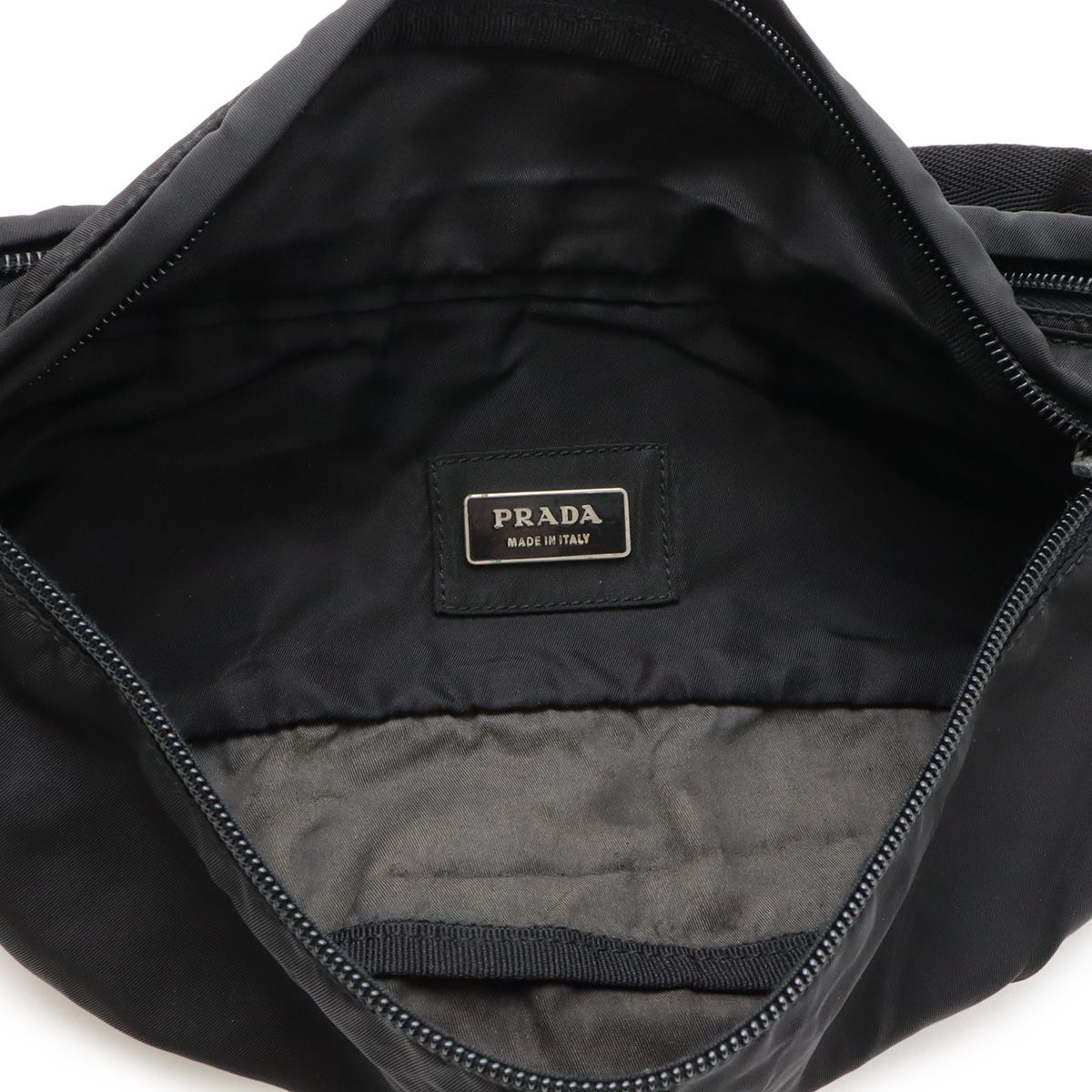 Prada Triangle Logo Waist Pouch Bag Hip Nylon Nero Black Silver — view 8
