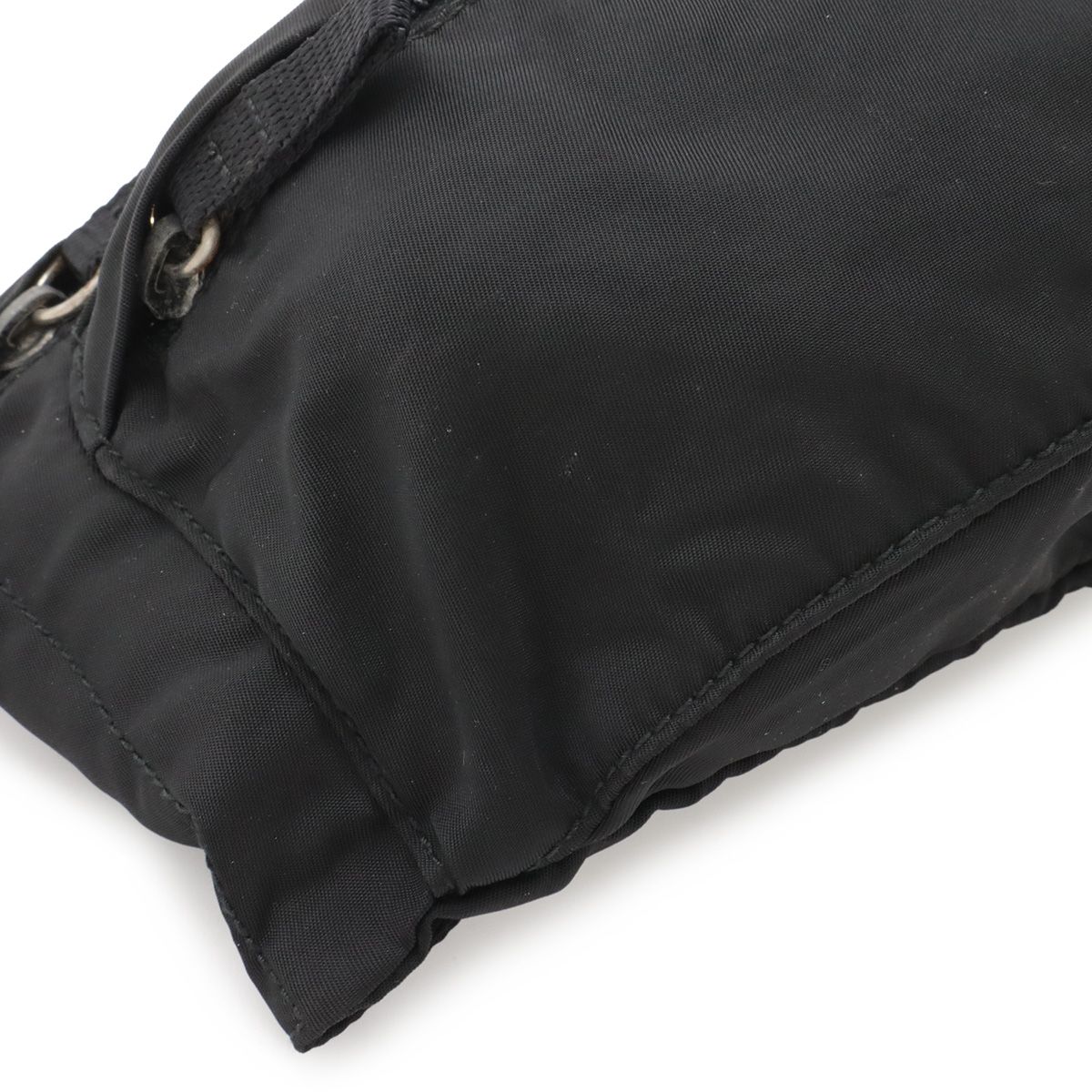 Prada Triangle Logo Waist Pouch Bag Hip Nylon Nero Black Silver — view 3