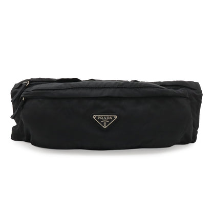 Prada Triangle Logo Waist Pouch Bag Hip Nylon Nero Black Silver