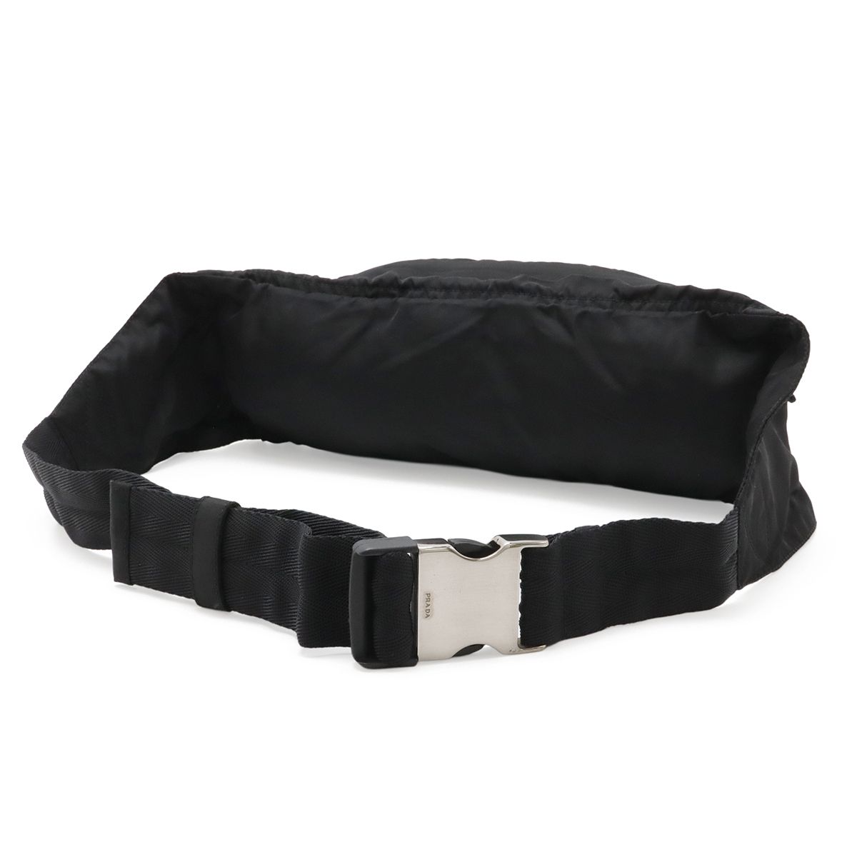 Prada Triangle Logo Waist Pouch Bag Hip Nylon Nero Black Silver — view 2