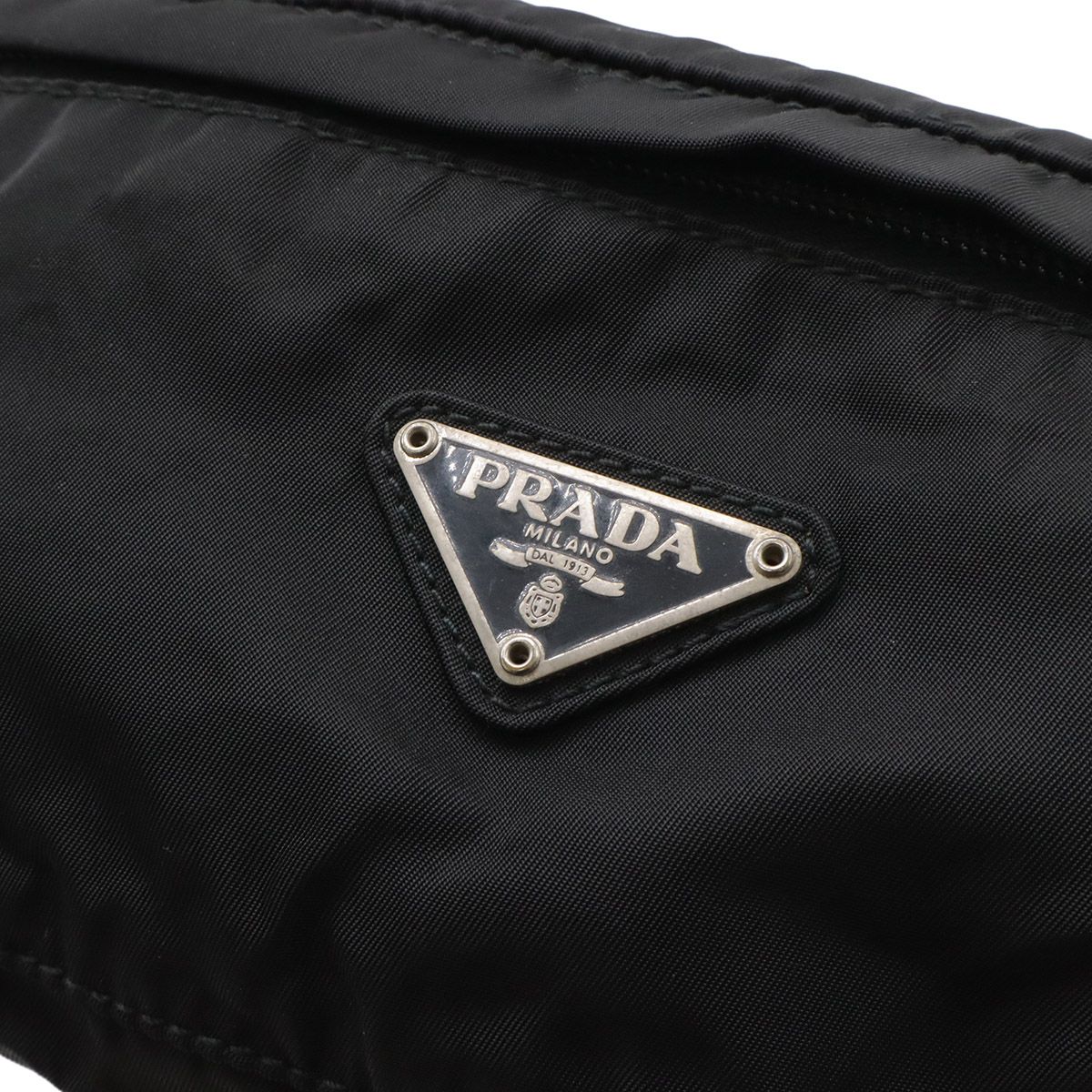 Prada Triangle Logo Waist Pouch Bag Hip Nylon Nero Black Silver — view 4