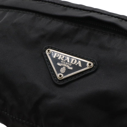 Prada Triangle Logo Waist Pouch Bag Hip Nylon Nero Black Silver — view 4