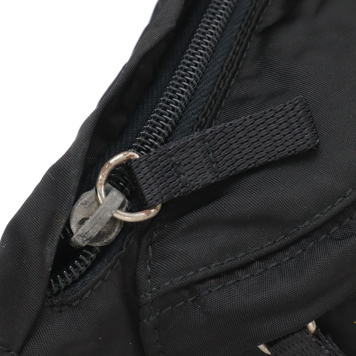 Prada Triangle Logo Waist Pouch Bag Hip Nylon Nero Black Silver — view 5