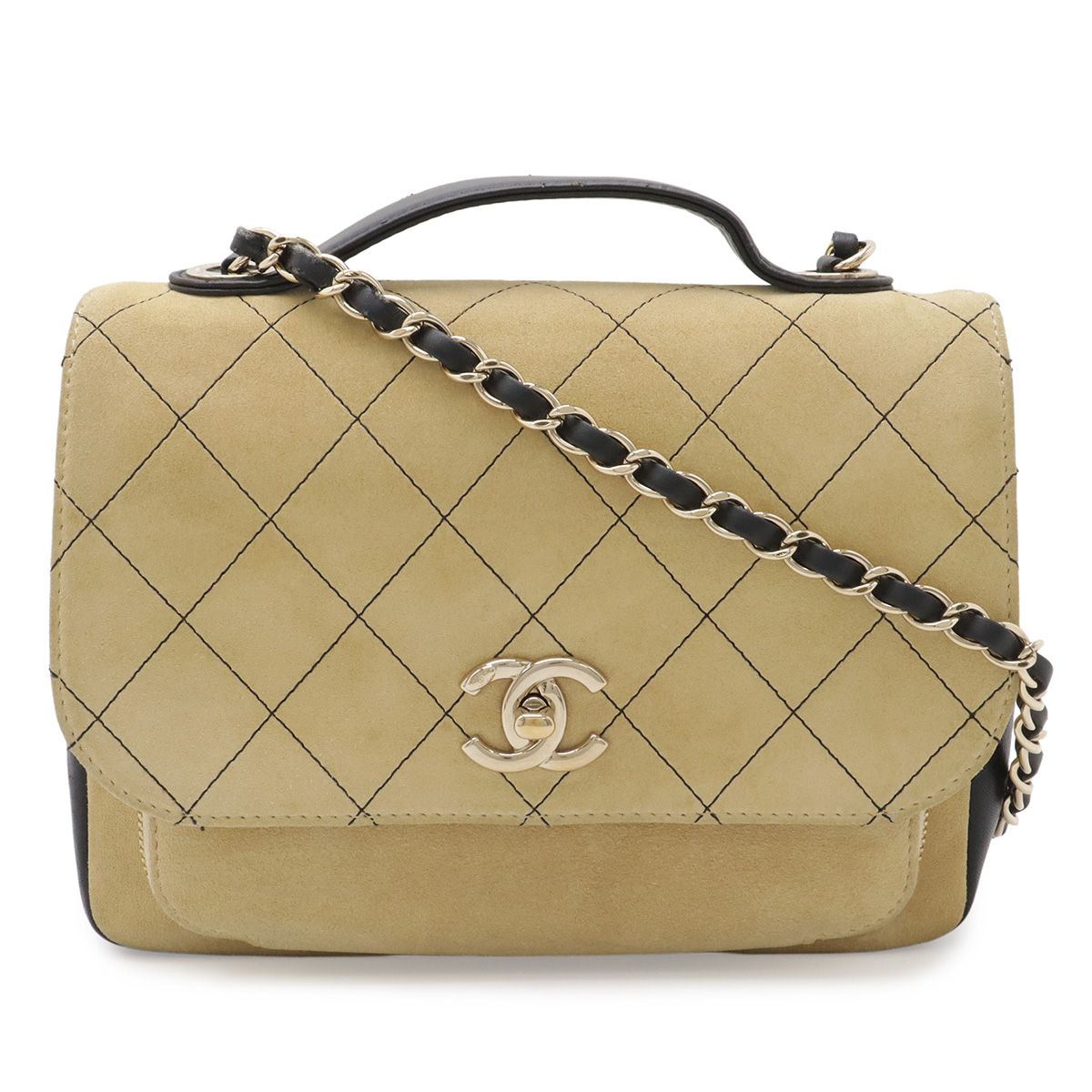 Chanel Business Affinity Small Mini Flap Bag Handbag 2-Way Chain Shoulder Suede