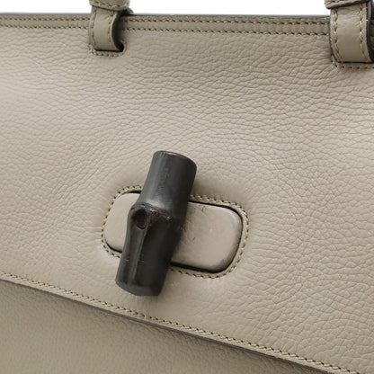 Gucci Bamboo Daily Top Handle 2-Way Shoulder Bag Leather Gray Silver — view 9