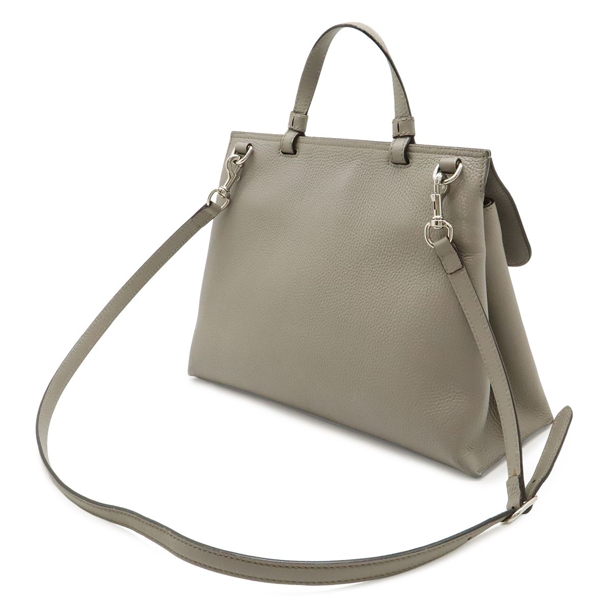 Gucci Bamboo Daily Top Handle 2-Way Shoulder Bag Leather Gray Silver — view 2
