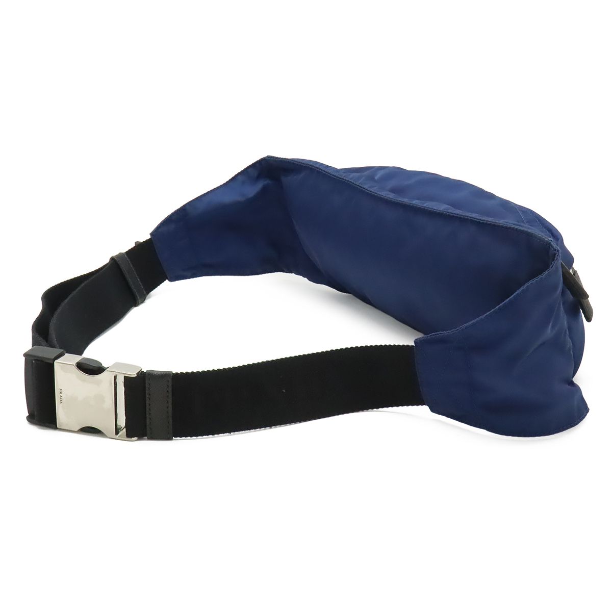 Prada Triangle Logo Belt Bag Waist Pouch Hip Nylon Blue Black Silver — view 2