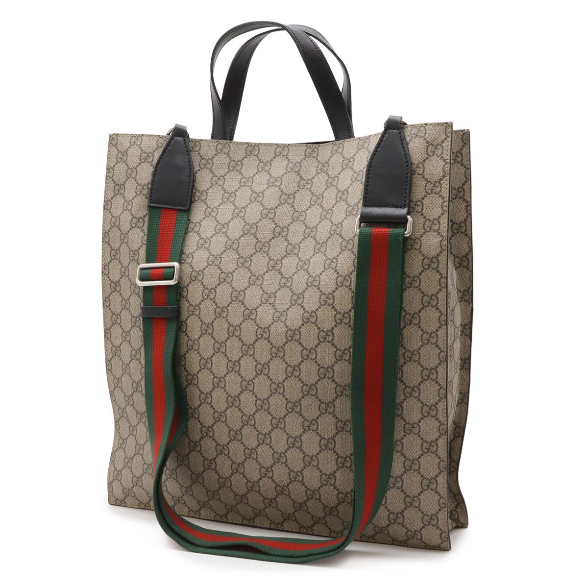 Gucci Soft GG Supreme Tote 2-Way Shoulder Bag Crossbody Leather Beige Black — view 2