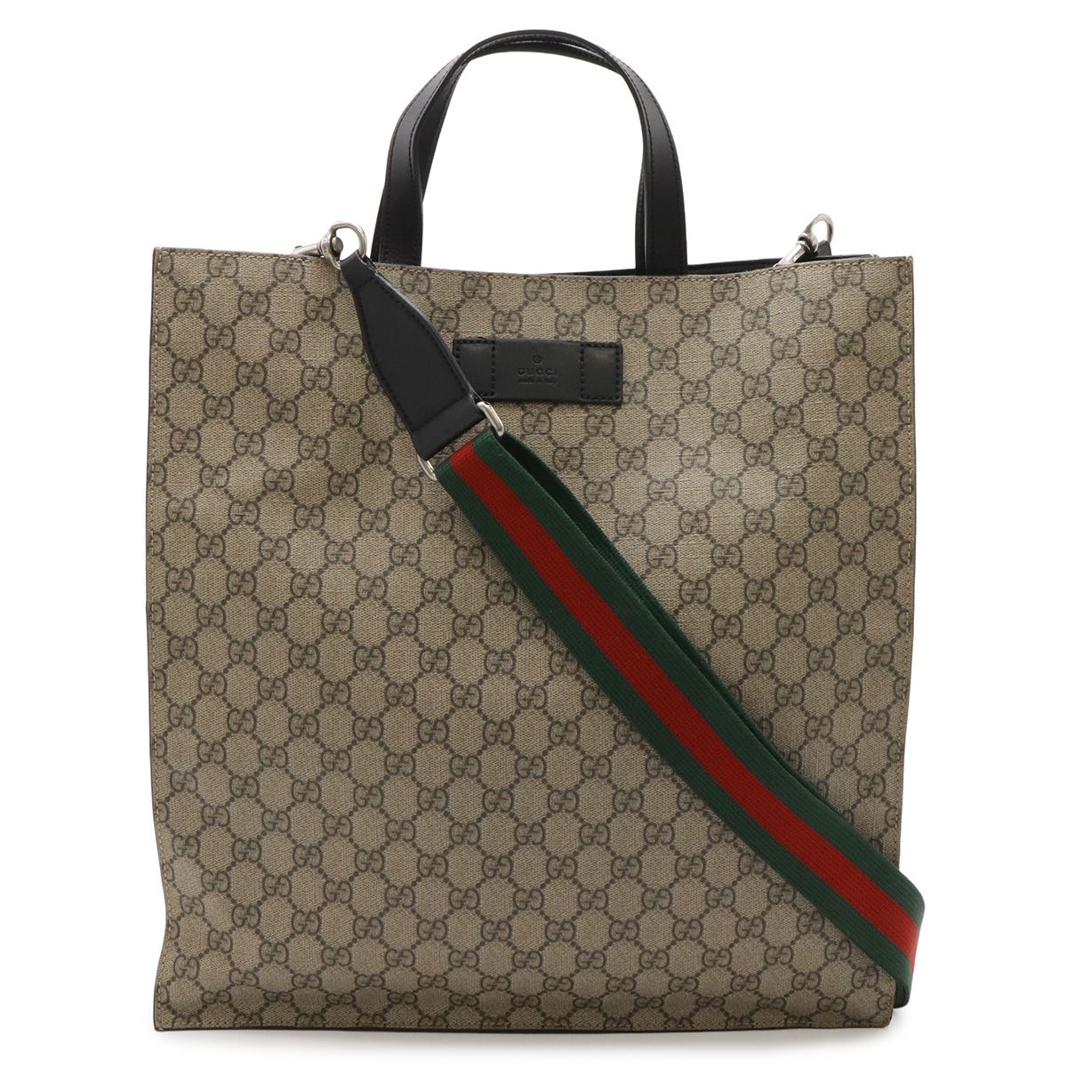 Gucci Soft GG Supreme Tote 2-Way Shoulder Bag Crossbody Leather Beige Black