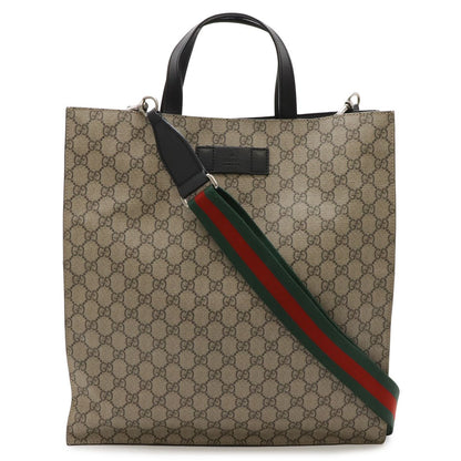 Gucci Soft GG Supreme Tote 2-Way Shoulder Bag Crossbody Leather Beige Black