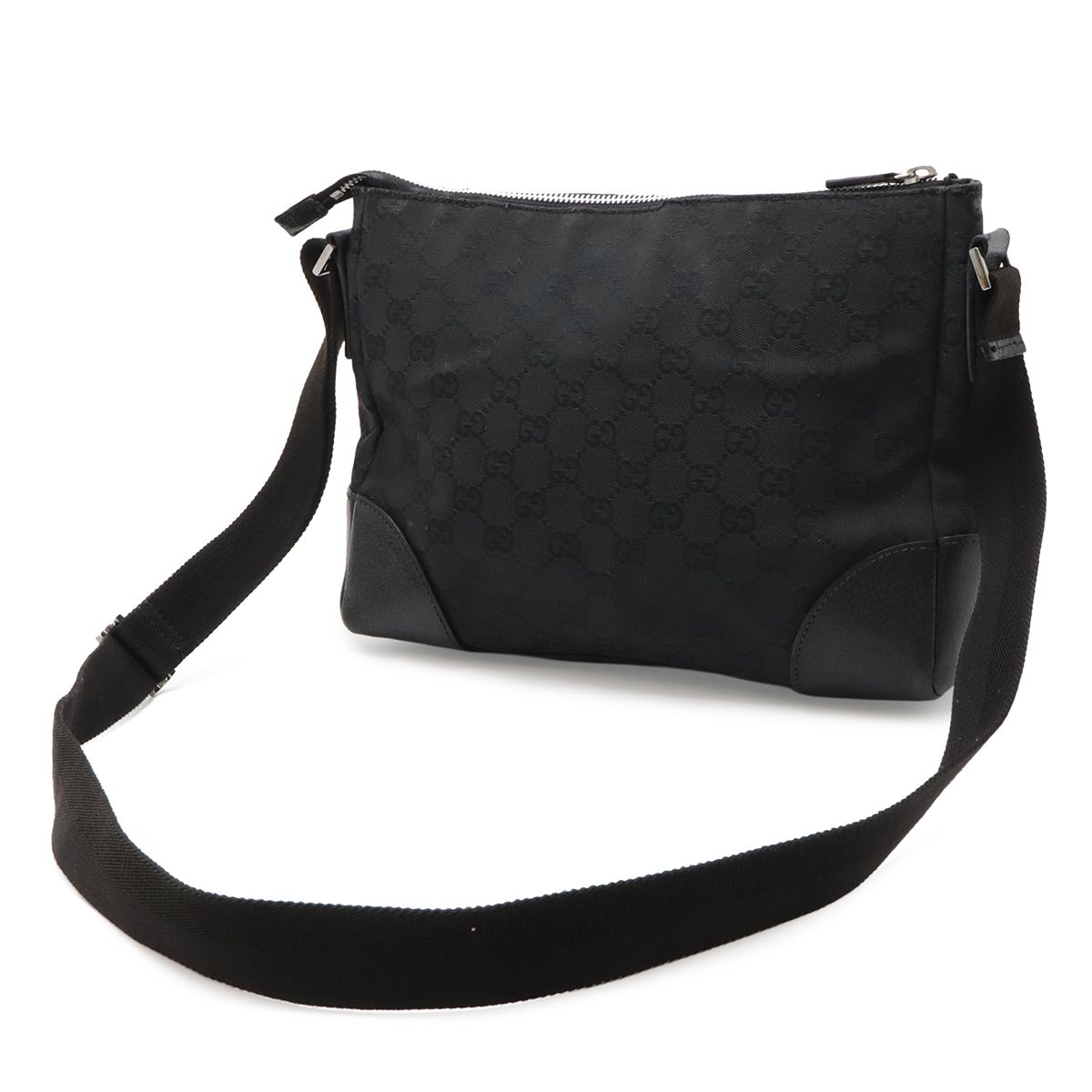 Gucci GG Canvas Shoulder Bag Crossbody Leather Black — view 2