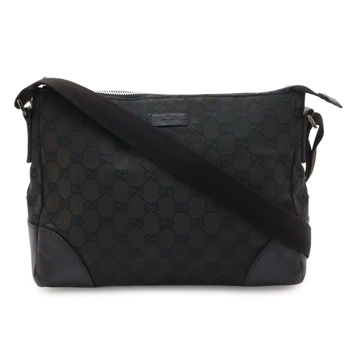 Gucci GG Canvas Shoulder Bag Crossbody Leather Black