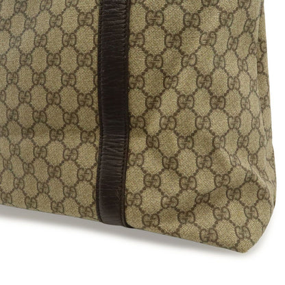 Gucci GG Supreme Plus Tote Large Shoulder Bag Leather Khaki Beige Dark Brown — view 8