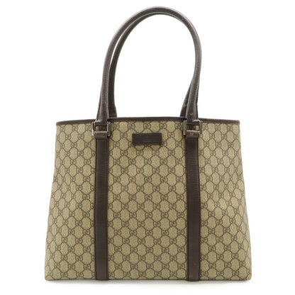 Gucci GG Supreme Plus Tote Large Shoulder Bag Leather Khaki Beige Dark Brown