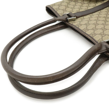 Gucci GG Supreme Plus Tote Large Shoulder Bag Leather Khaki Beige Dark Brown — view 4