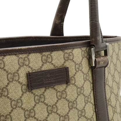 Gucci GG Supreme Plus Tote Large Shoulder Bag Leather Khaki Beige Dark Brown — view 7