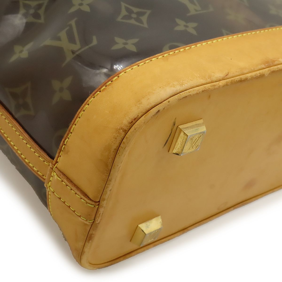 Louis Vuitton Monogram Vinyl Cover Amble MM Tote Shoulder Plastic Chain Brown — view 3