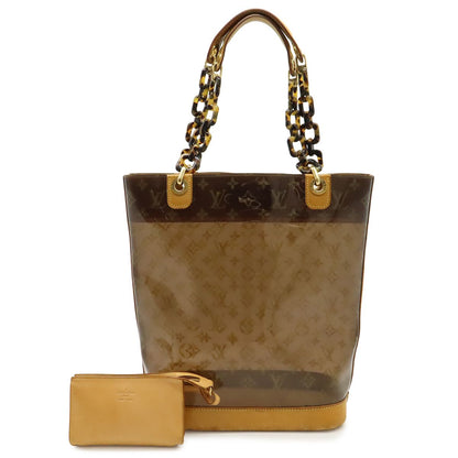 Louis Vuitton Monogram Vinyl Cover Amble MM Tote Shoulder Plastic Chain Brown
