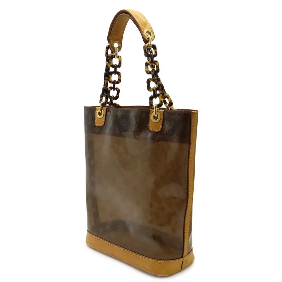Louis Vuitton Monogram Vinyl Cover Amble MM Tote Shoulder Plastic Chain Brown — view 2