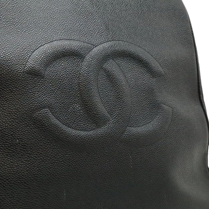 Chanel CC Logo Tote Shoulder Bag Caviar Leather Black Gold — view 9